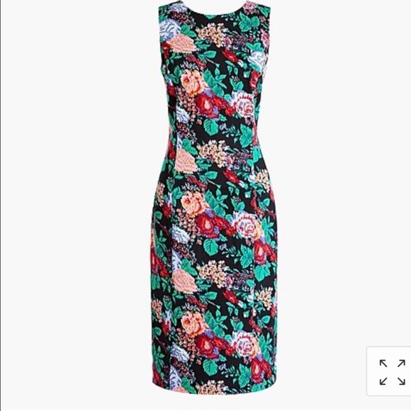 J CREW Adachi Black Floral Mercy Sheath Dress 8 Knee Length Multicolor Jacquard - Picture 3 of 14